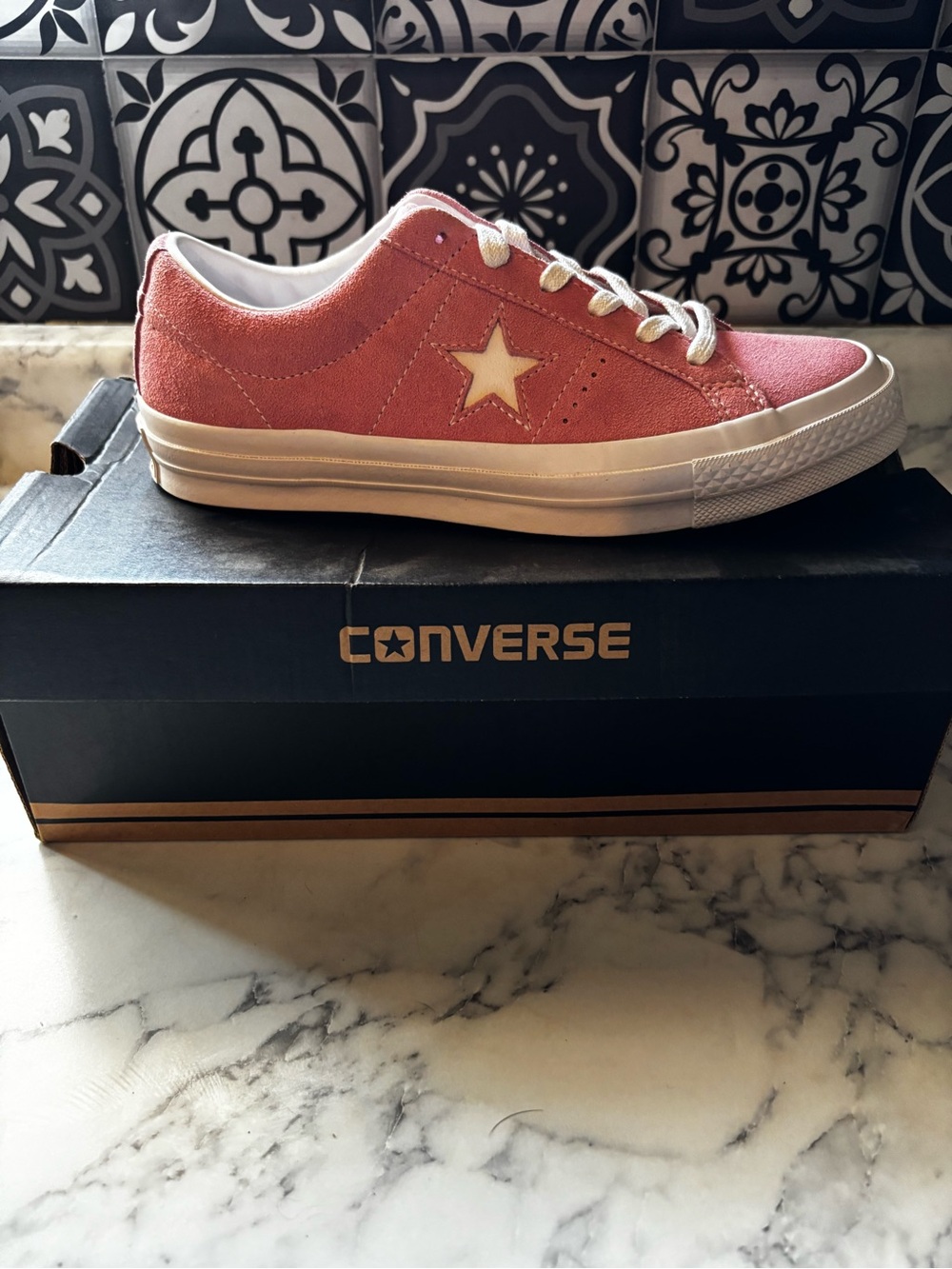 Converse One Star Low Top Sneaker in Coral with White Star